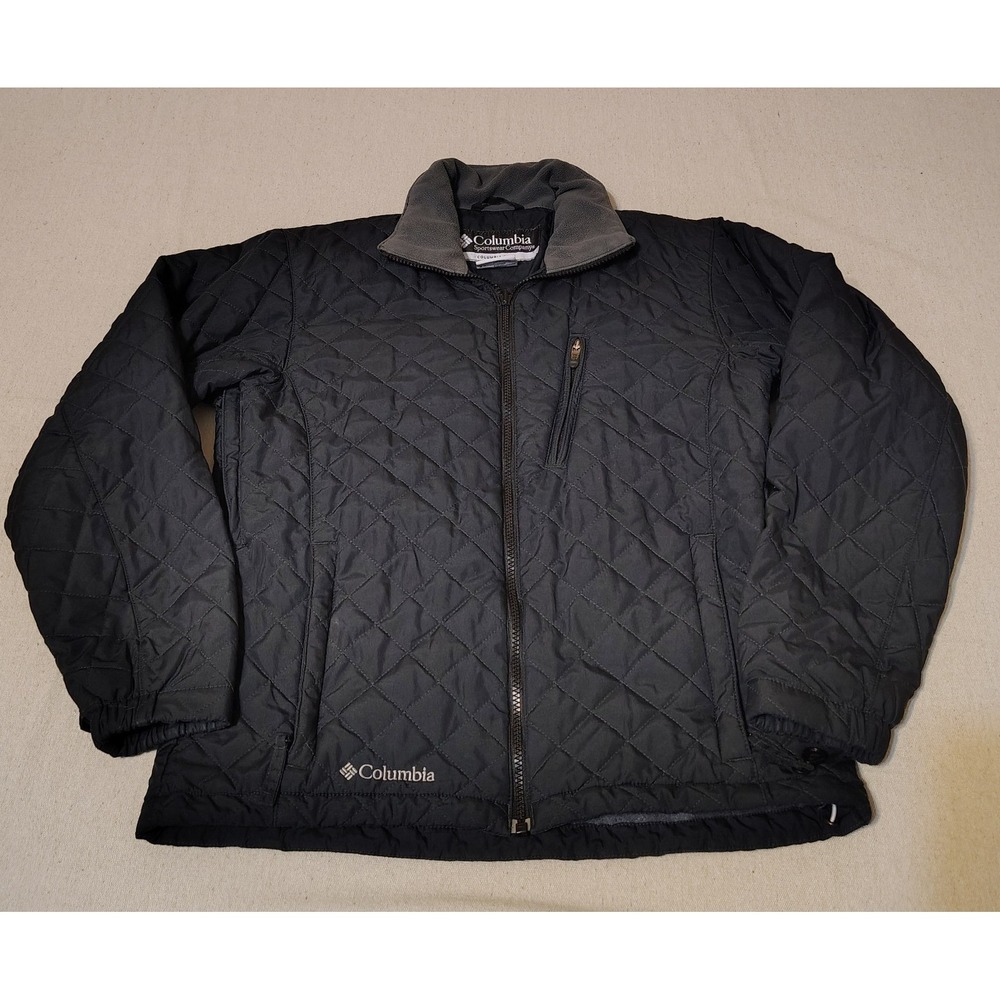 Columbia Womens Core Interchange Quilted Jacket Black Fleece Collar Small
